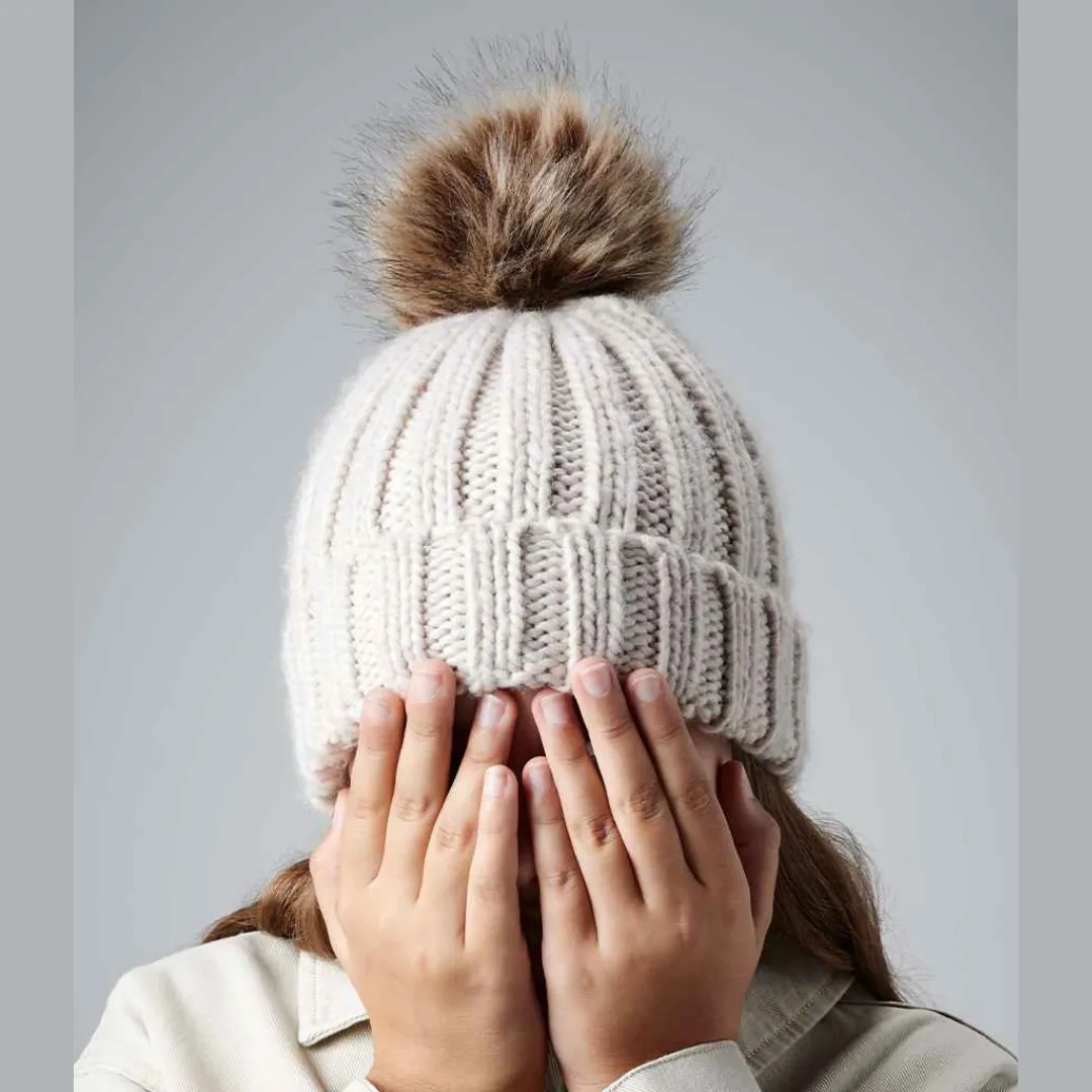 Kids Chunky Pom Pom Beanie - Black