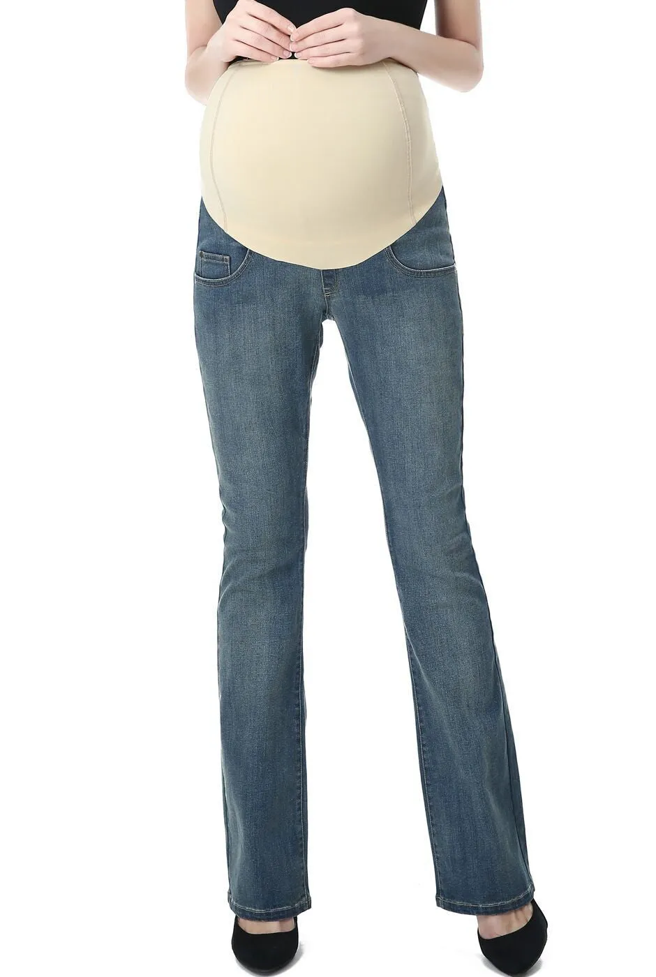 Kimi   Kai Maternity "Leni" Modern Boot Cut Denim Jeans