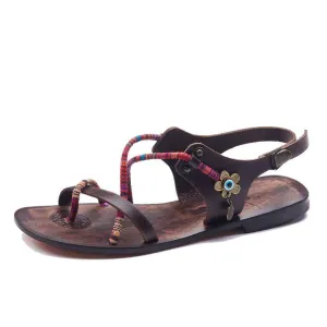 Leather Toe Loop Sandals For Womens Colored Rope