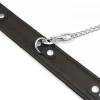 Liebe Seele - Wild Gent Bruine Leren Halsband Met voering Van imitatiebont En Metalen Riem - exclusief En Luxe ontwerp