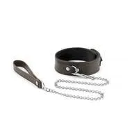 Liebe Seele - Wild Gent Bruine Leren Halsband Met voering Van imitatiebont En Metalen Riem - exclusief En Luxe ontwerp