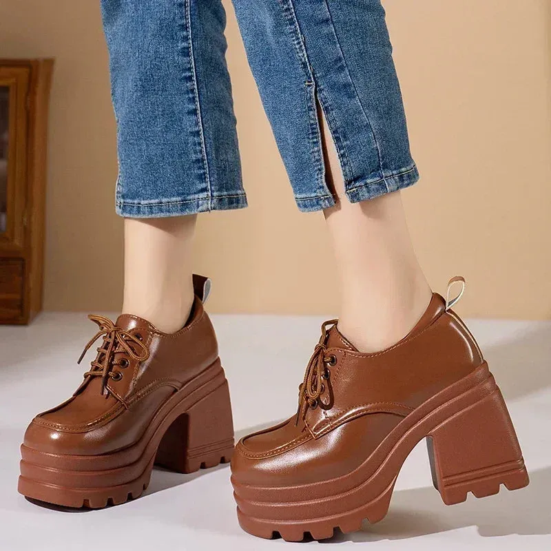 Lolita Mary Jane Shoes for Women – Lace-Up Platform Loafers, High Heels for Girls, Students, JK Uniform, and Cosplay Fashion