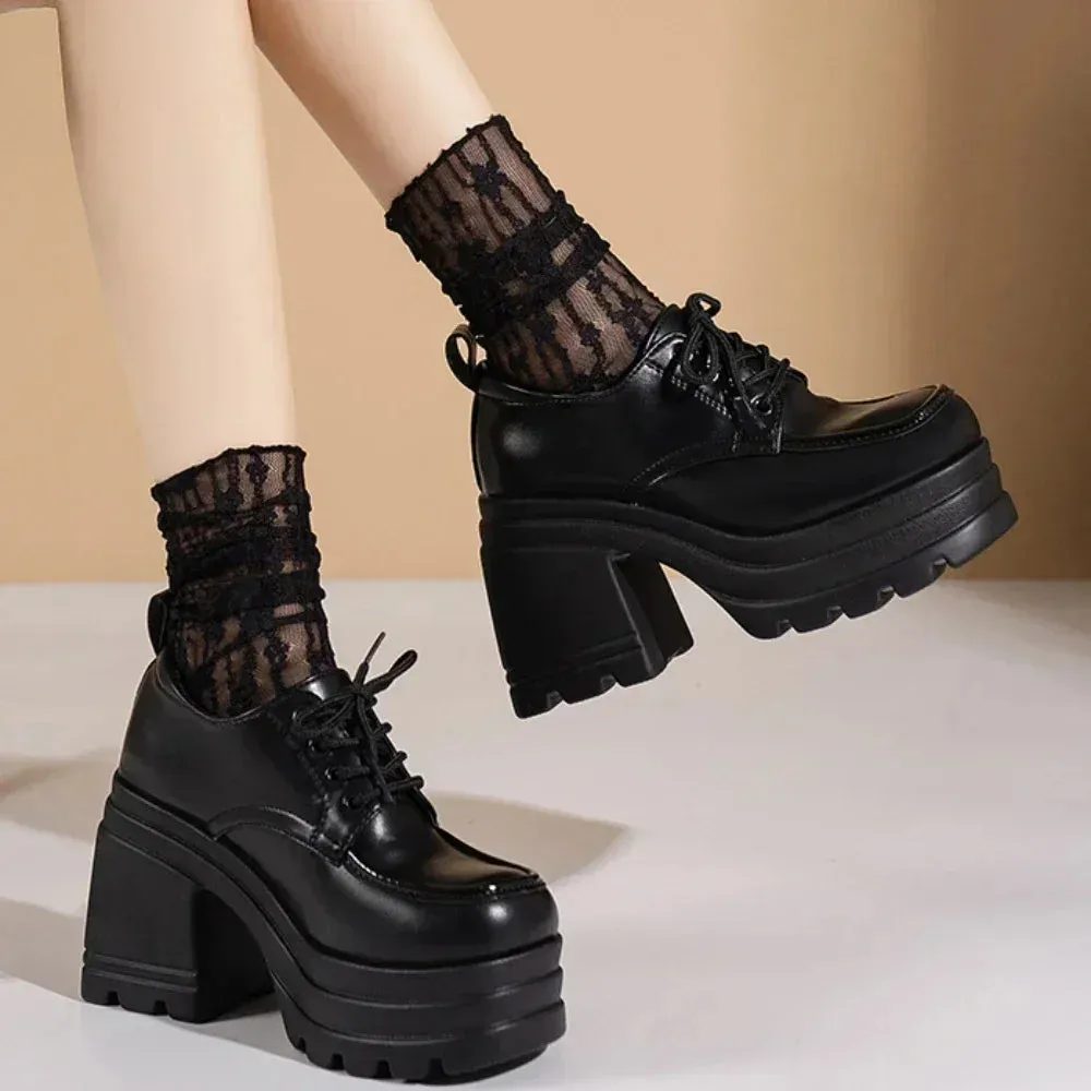 Lolita Mary Jane Shoes for Women – Lace-Up Platform Loafers, High Heels for Girls, Students, JK Uniform, and Cosplay Fashion