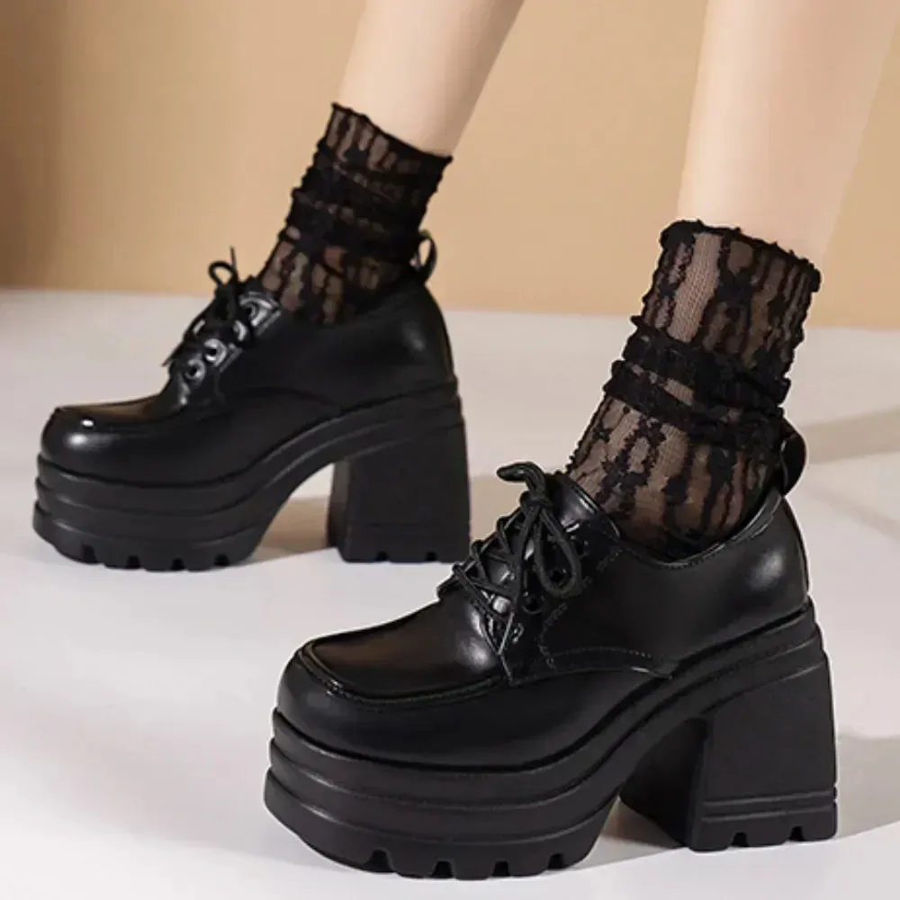 Lolita Mary Jane Shoes for Women – Lace-Up Platform Loafers, High Heels for Girls, Students, JK Uniform, and Cosplay Fashion