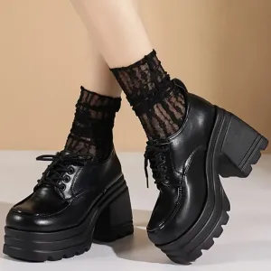 Lolita Mary Jane Shoes for Women – Lace-Up Platform Loafers, High Heels for Girls, Students, JK Uniform, and Cosplay Fashion
