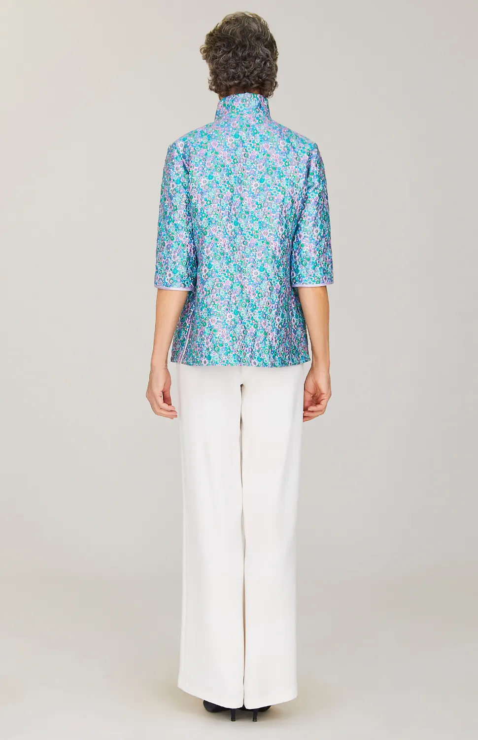 Luxe Garden Open Front High Neck Shirt