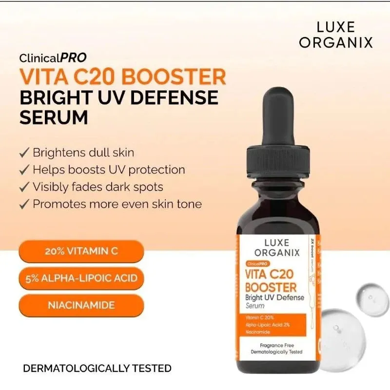Luxe Organix Clinical PRO Vita C20 Booster Bright UV Defense Serum 30ml