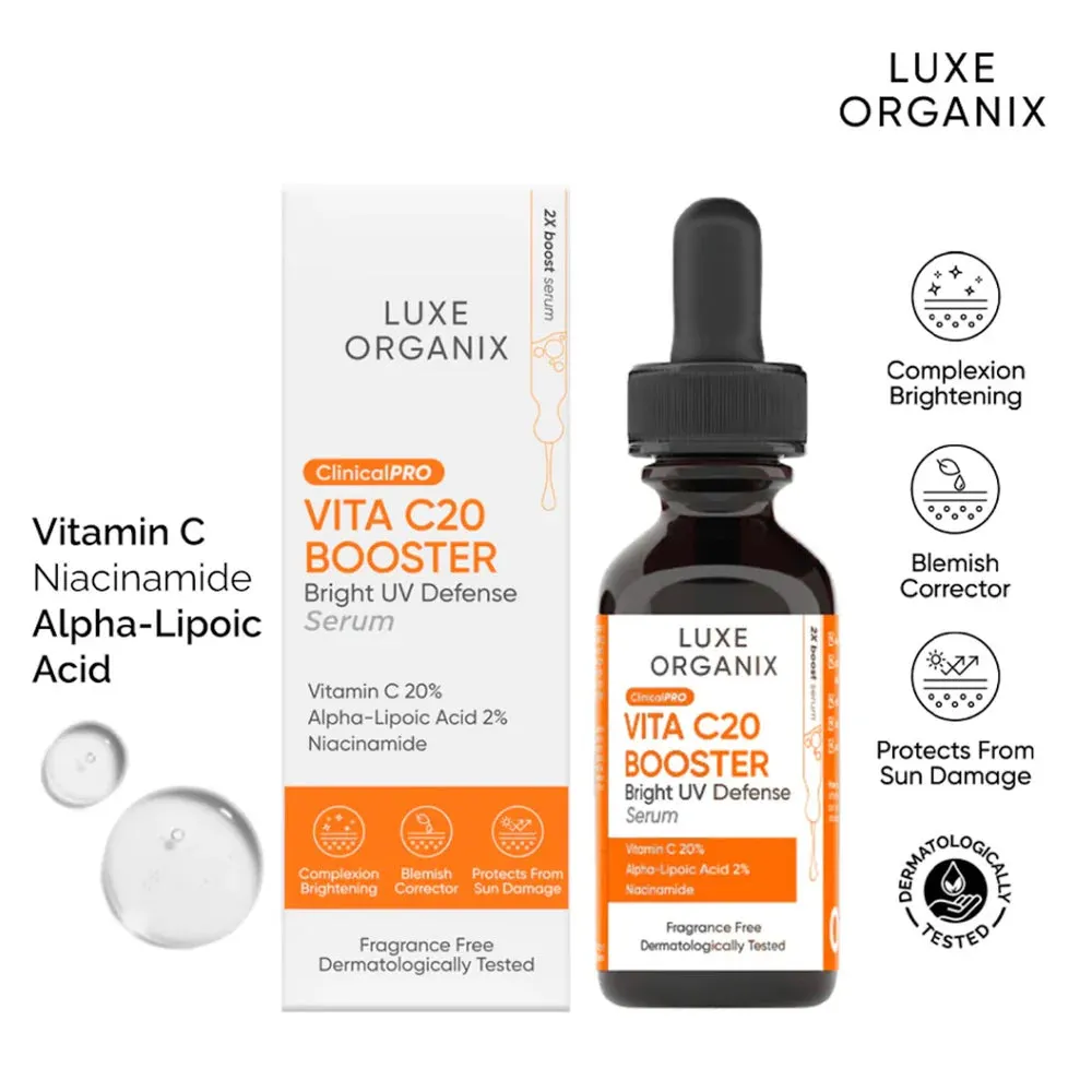 Luxe Organix Clinical PRO Vita C20 Booster Bright UV Defense Serum 30ml