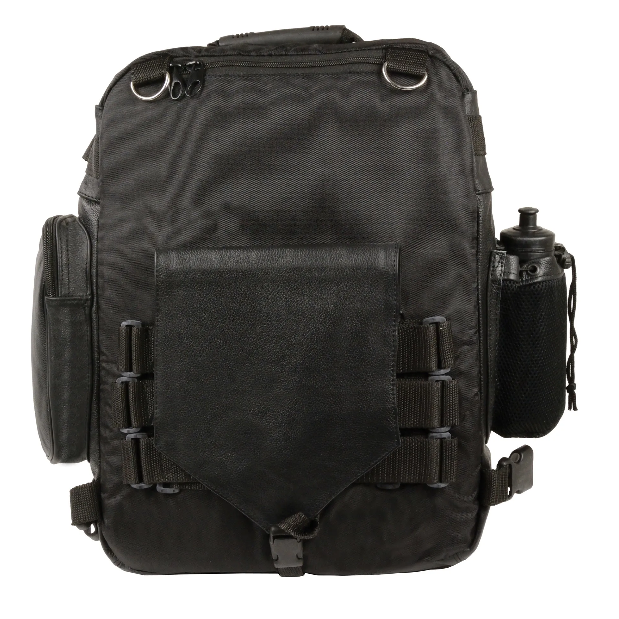 Medium Leather & Textile Cruiser Sissy Bar Back Pack (12X16X6)