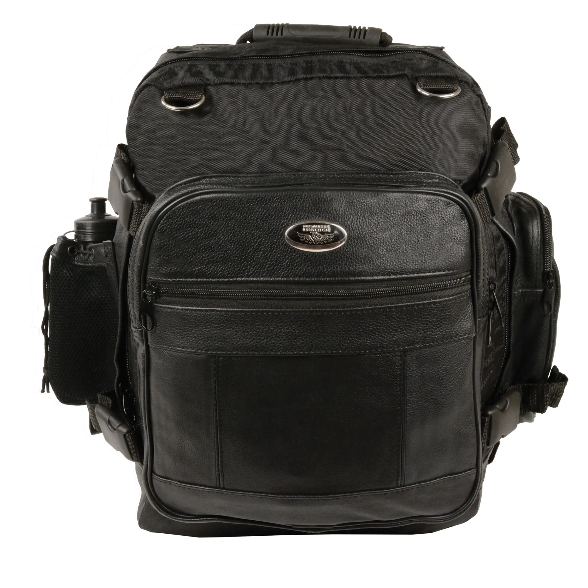 Medium Leather & Textile Cruiser Sissy Bar Back Pack (12X16X6)