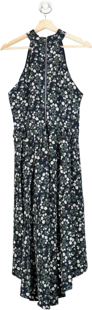 Mela London Navy Blue Halter Neck Floral Midi Dress UK 12