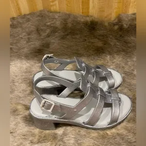 Melissa Mel Dreamed  Girls Silver Glitter Sandals