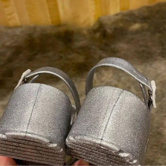Melissa Mel Dreamed  Girls Silver Glitter Sandals
