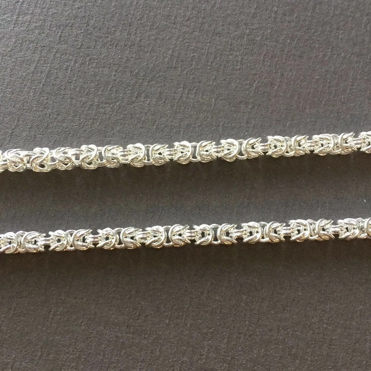 Men's Byzantine Chainmail Necklace Sterling Silver 3.5mm 22 inch