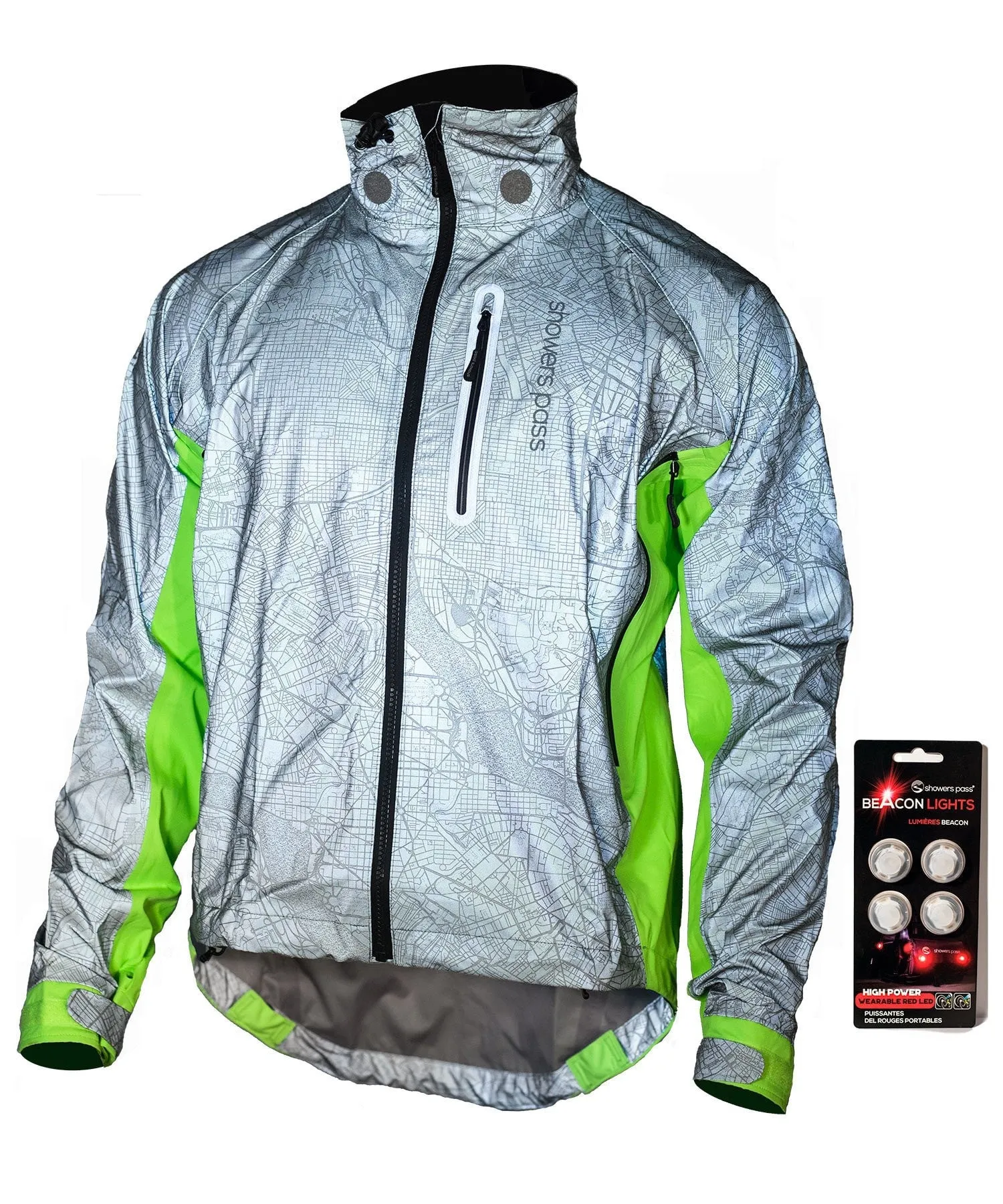 Men's Hi-Vis Torch E-Bike Jacket with Beacon Lights