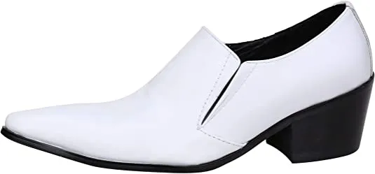 Men's High Cuban Heel Shiny Western Loafers