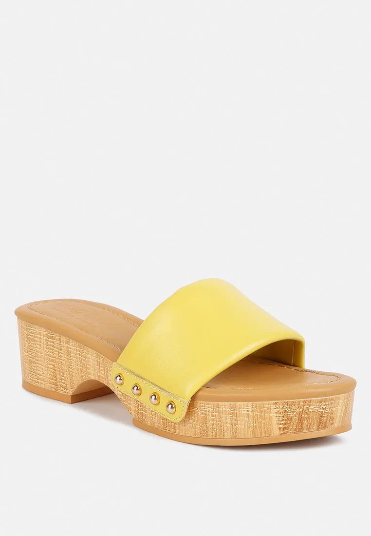 Minny Textured Heel Leather Slip On Sandals By Ruw