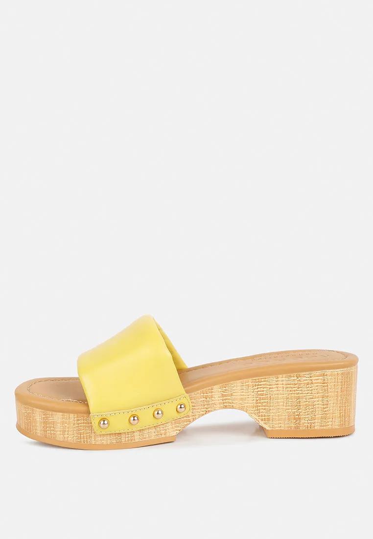 Minny Textured Heel Leather Slip On Sandals By Ruw