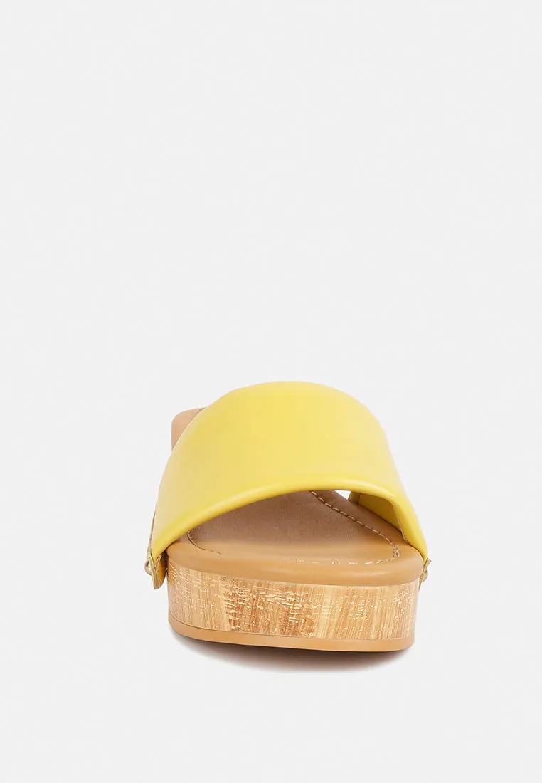 Minny Textured Heel Leather Slip On Sandals By Ruw