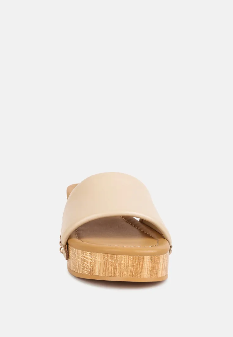 Minny Textured Heel Leather Slip On Sandals By Ruw