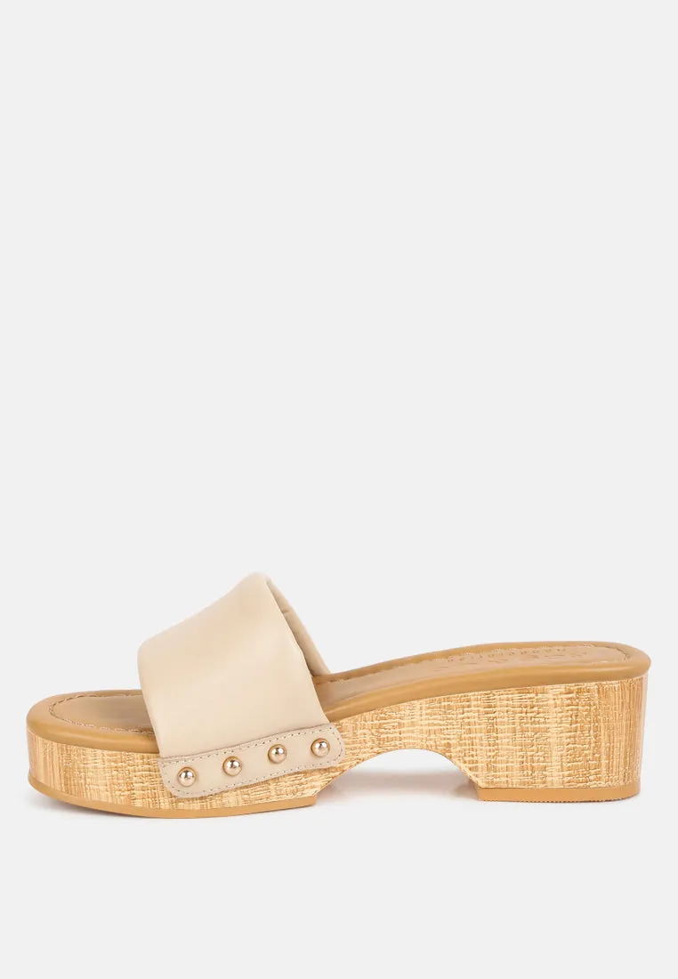 Minny Textured Heel Leather Slip On Sandals By Ruw