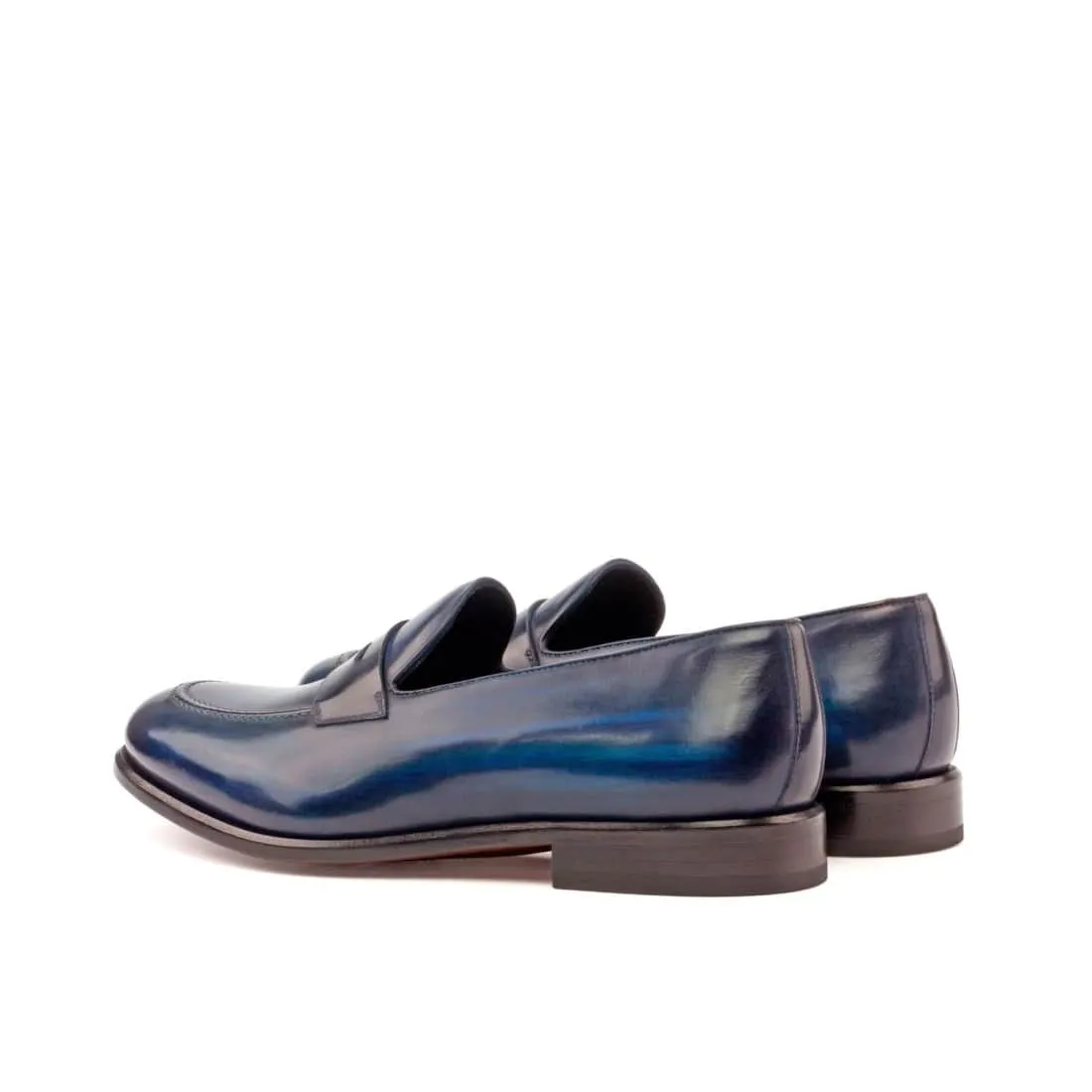 Mocassins Penny à bandeau en cuir patiné bleu