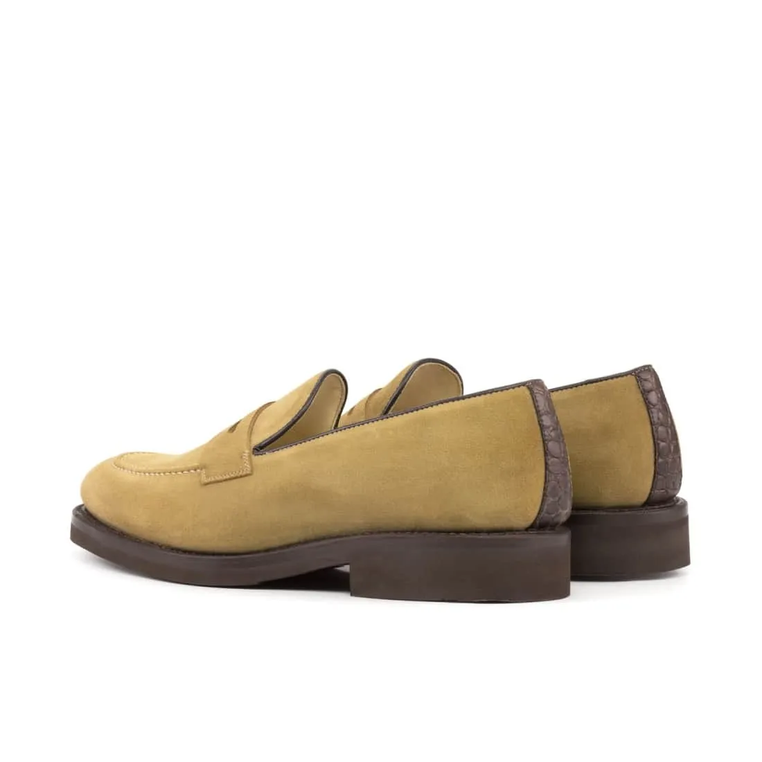 Mocassins Penny à bandeau en daim beige - Semelles Caoutchouc