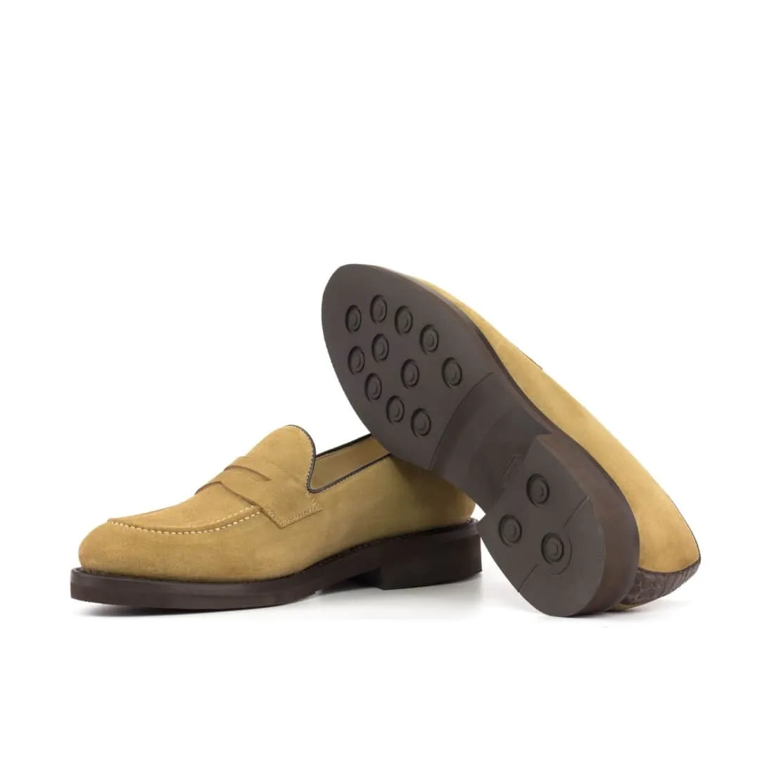 Mocassins Penny à bandeau en daim beige - Semelles Caoutchouc
