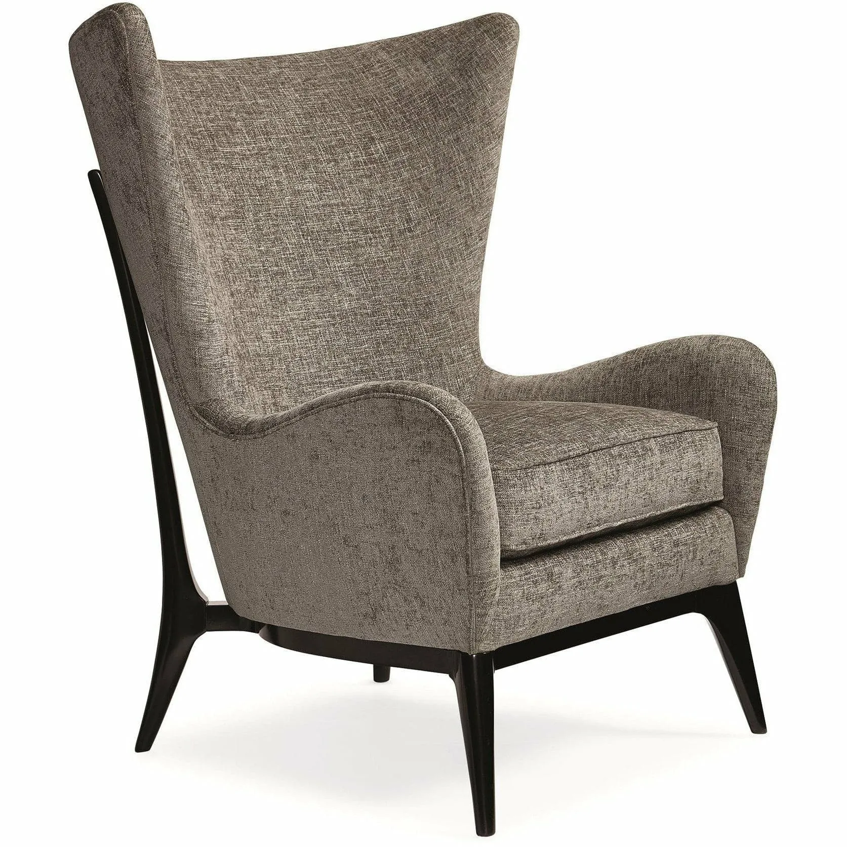 Modern Grey Upholstered Mid Century Wingback Chair