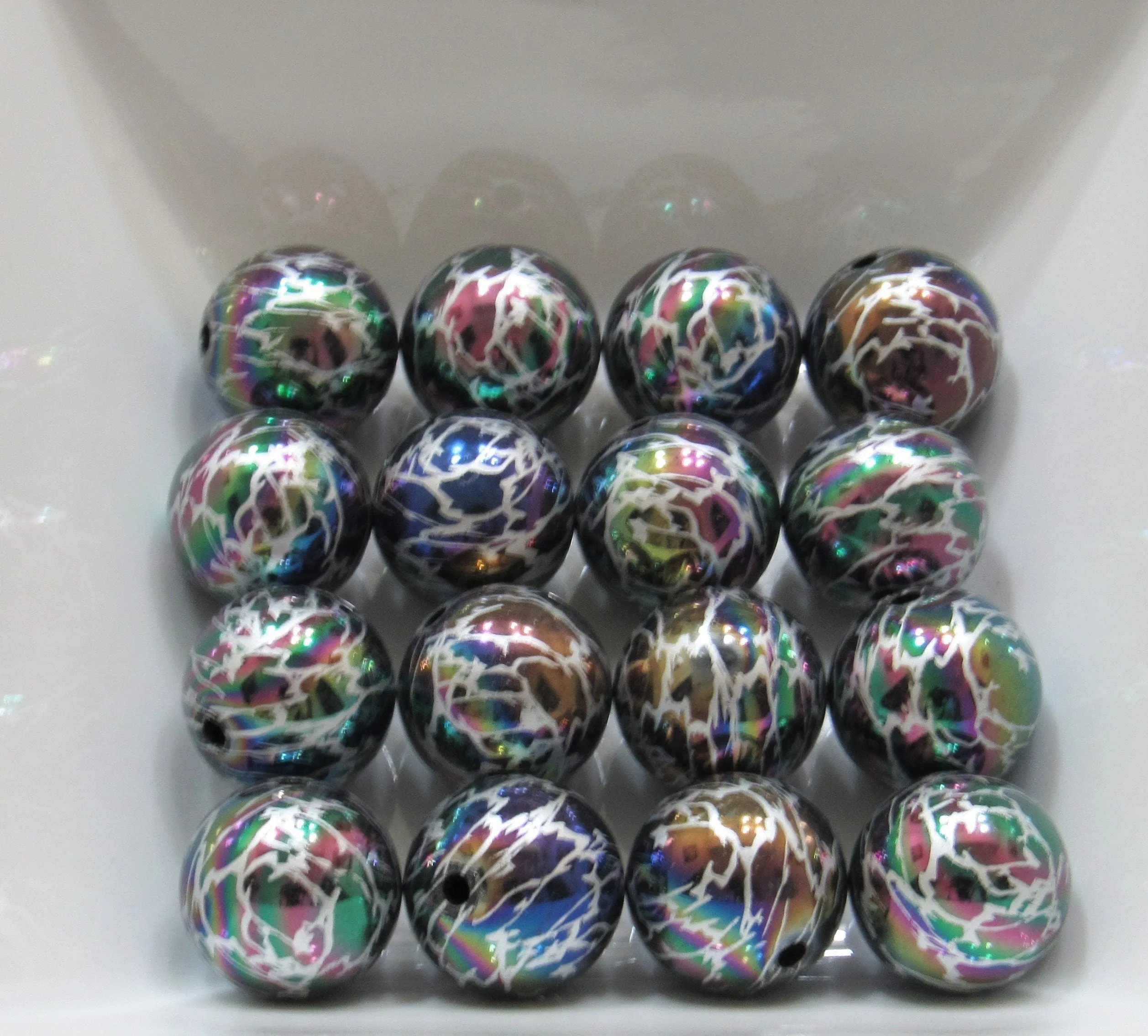 NEW 20mm Black And Silver AB Lightening Pearls,  Bubblegum Beads, Chunky Gumball Beads, Bubblegum Bead Supply, Chunky  Pearl Beads