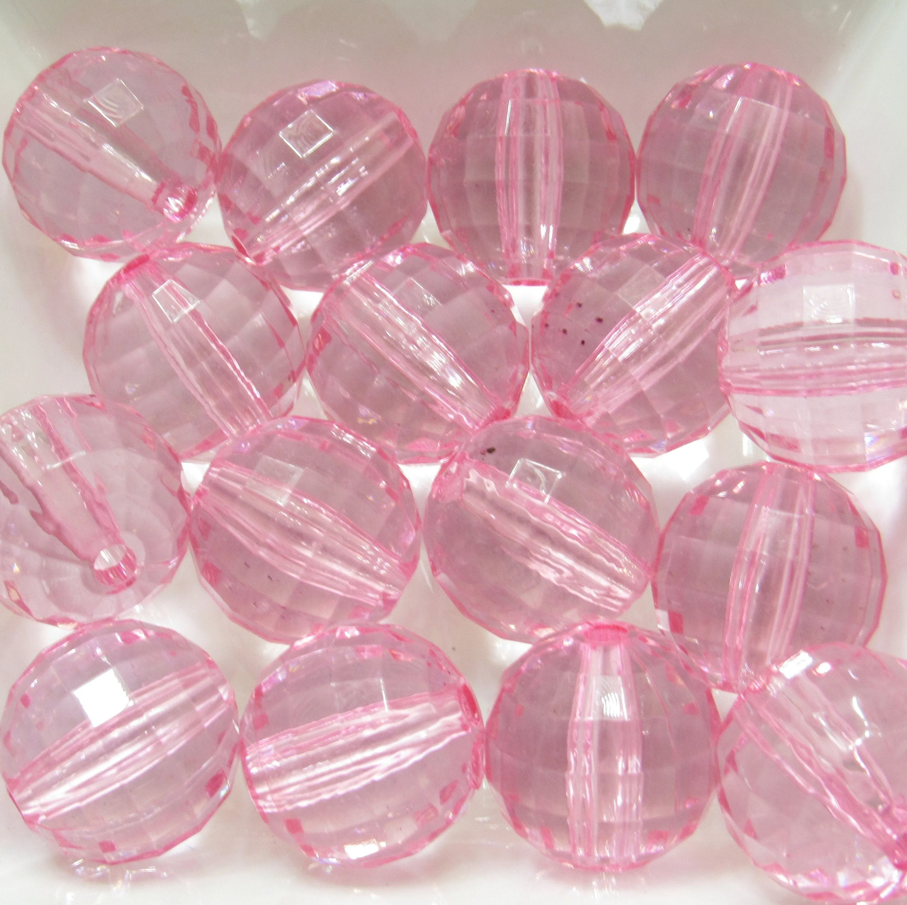 NEW 22mm Light Pink Faceted Beads, Bubblegum Bead, Multifaceted Chunky Bead, Chunky Bubblegum Necklace Bead Supply, Jewelry Supply,