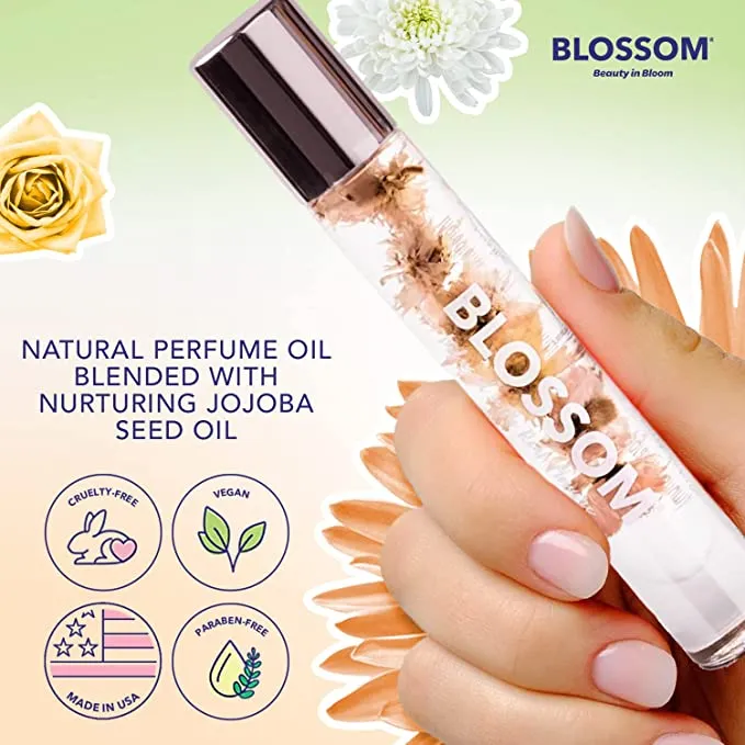 New Blossom Roll on Rollerball Perfume Oil with Natural Ingredients   Essential Oils, Infused with Real Flowers, Made in USA, 0.20 fl. oz./5.9 ml, Luxe Citrus Jasmine