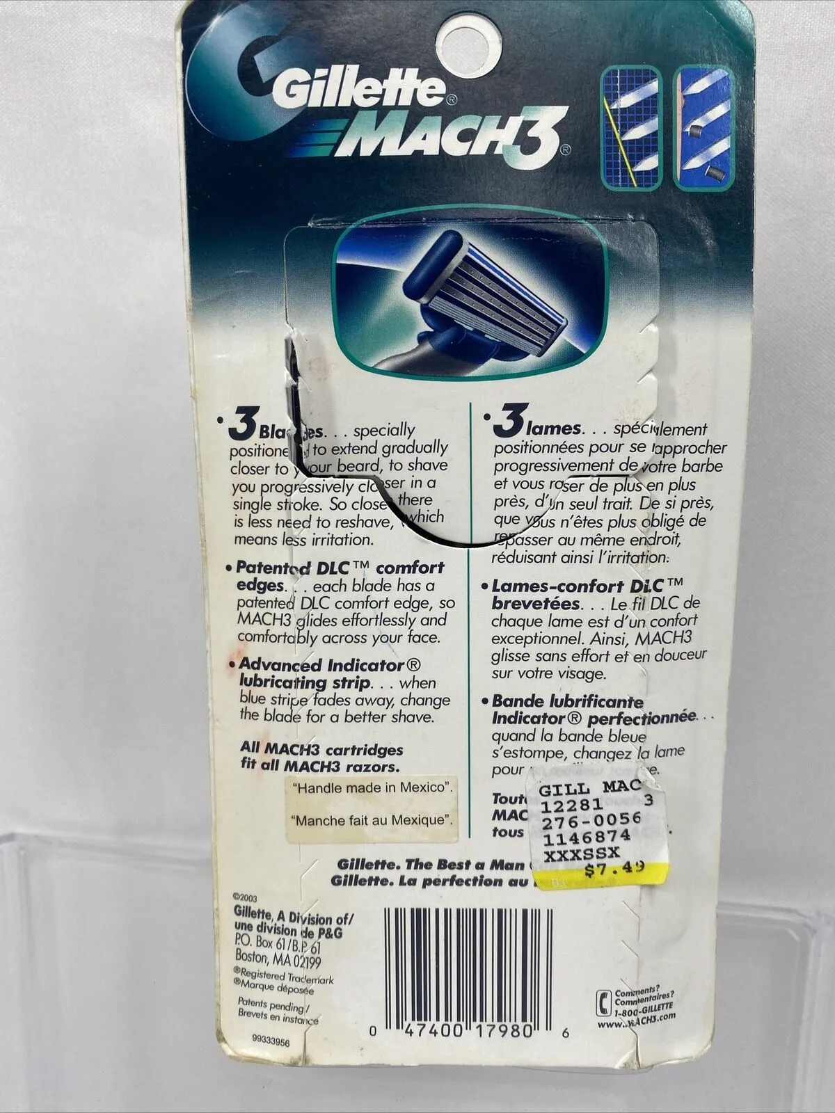 NEW - Gillette Mach3 Razor 2 Blade Refill Cartridge Shaver Handle 1998 Old Stock