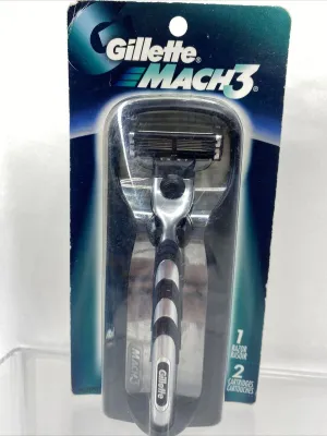 NEW - Gillette Mach3 Razor 2 Blade Refill Cartridge Shaver Handle 1998 Old Stock