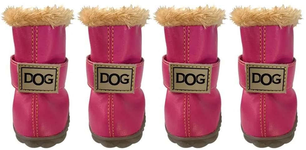 New in package! ZEKOO Dog Shoes Australia Boots Pet Antiskid Winter Warm Skidproof Grains Wear-Resisting Sneakers Paw Protectors (5, Pink), (Fits dogs 4.4-5.5. lbs)