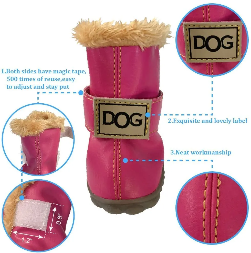 New in package! ZEKOO Dog Shoes Australia Boots Pet Antiskid Winter Warm Skidproof Grains Wear-Resisting Sneakers Paw Protectors (5, Pink), (Fits dogs 4.4-5.5. lbs)