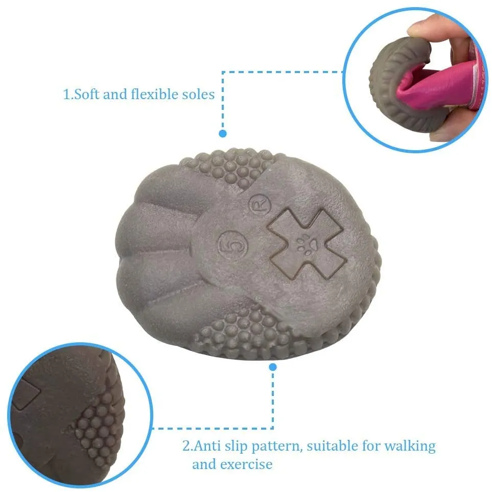 New in package! ZEKOO Dog Shoes Australia Boots Pet Antiskid Winter Warm Skidproof Grains Wear-Resisting Sneakers Paw Protectors (5, Pink), (Fits dogs 4.4-5.5. lbs)