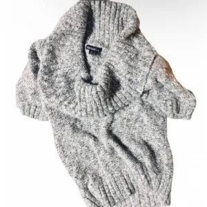 NEW NORDSTROM KENSIE Cowl Neck Grey White Chunky Knit Short Sleeve Sweater S