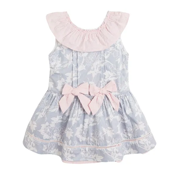 Newness Pink & Grey Dress with Frill Collar