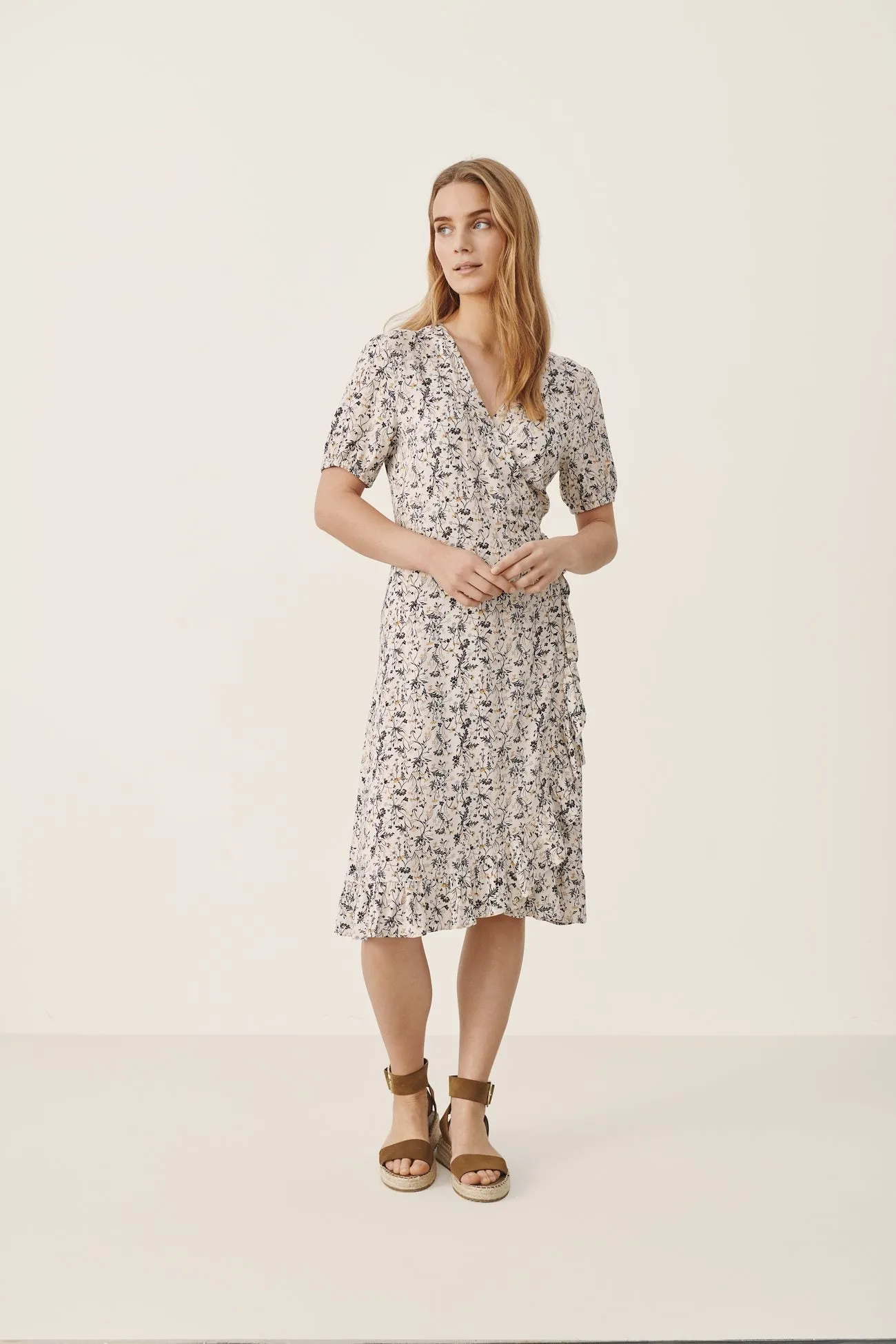 Part Two Claire Dress (Neutral Botanical Print) - FINAL SALE