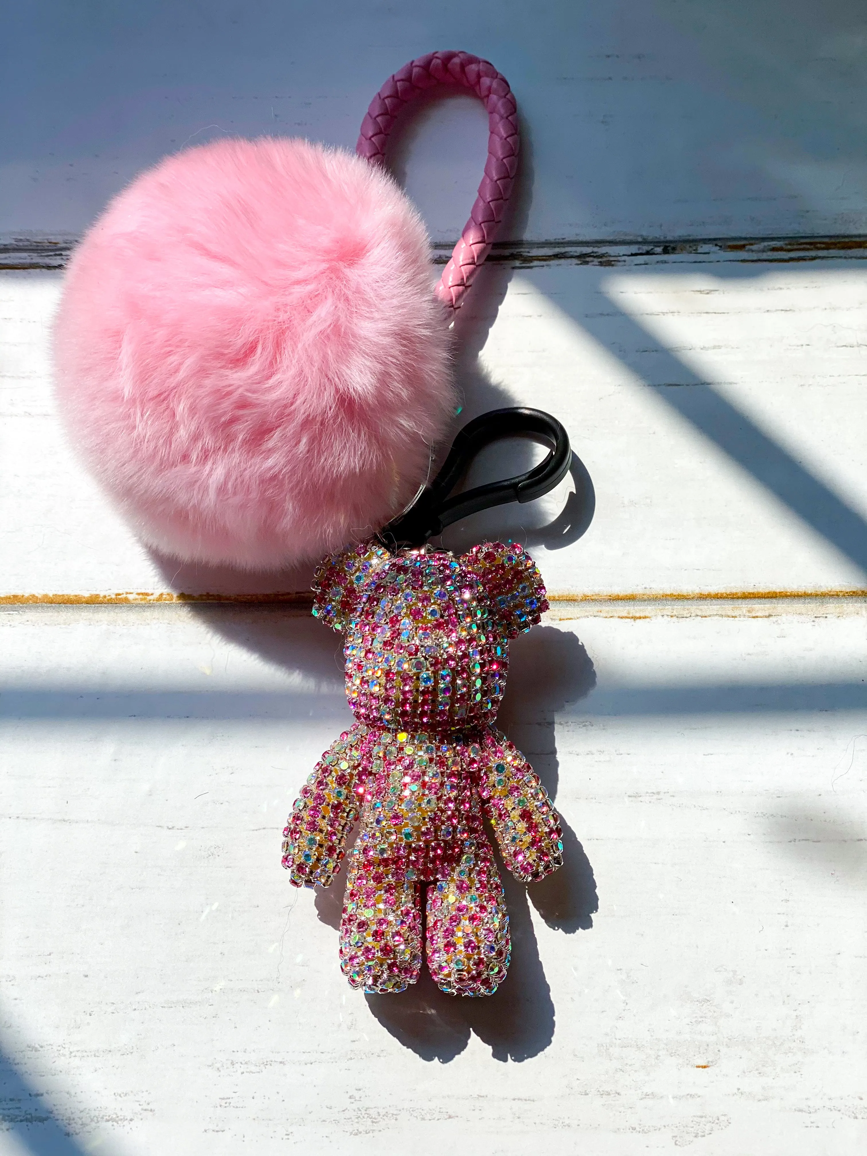 Pink Luxe Bear Keychain