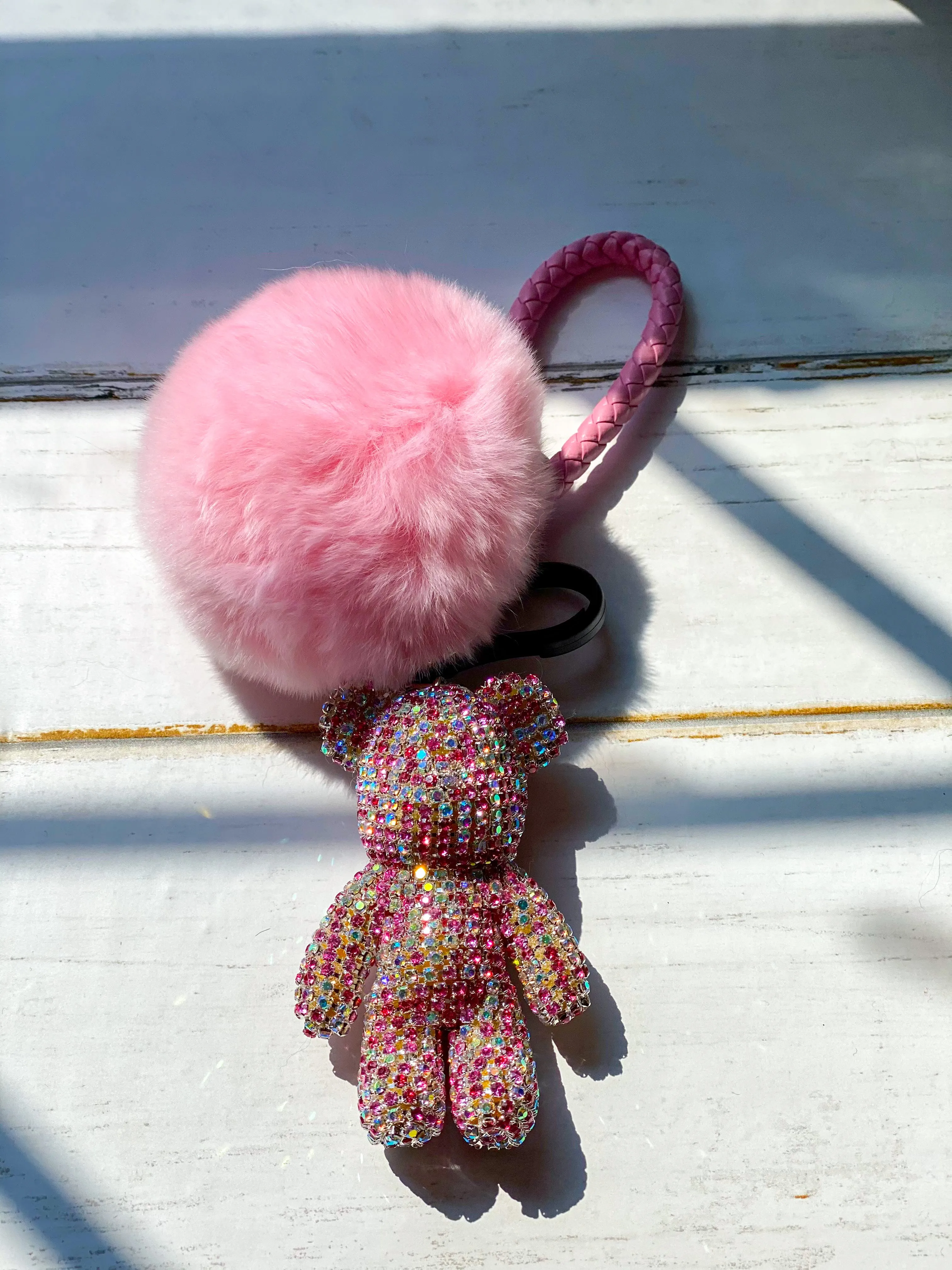 Pink Luxe Bear Keychain