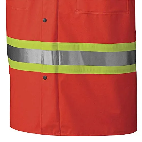 Pioneer V3520350 FR Oil & Chemical Resistant Long Rain Coat - Hi-Vis Lightweight, Orange
