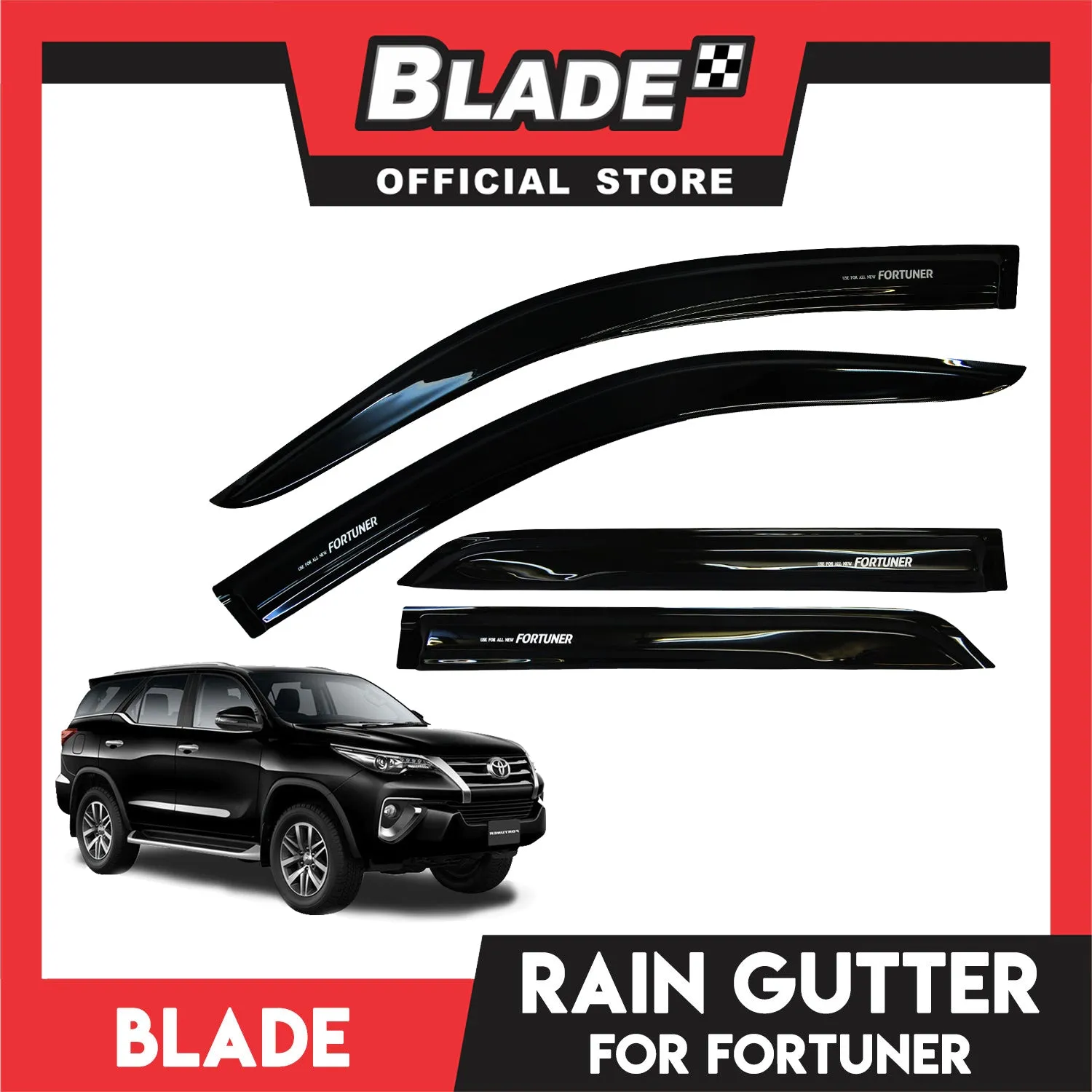 Rain Gutter for Toyota Fortuner (2012-2017) FR06 Black