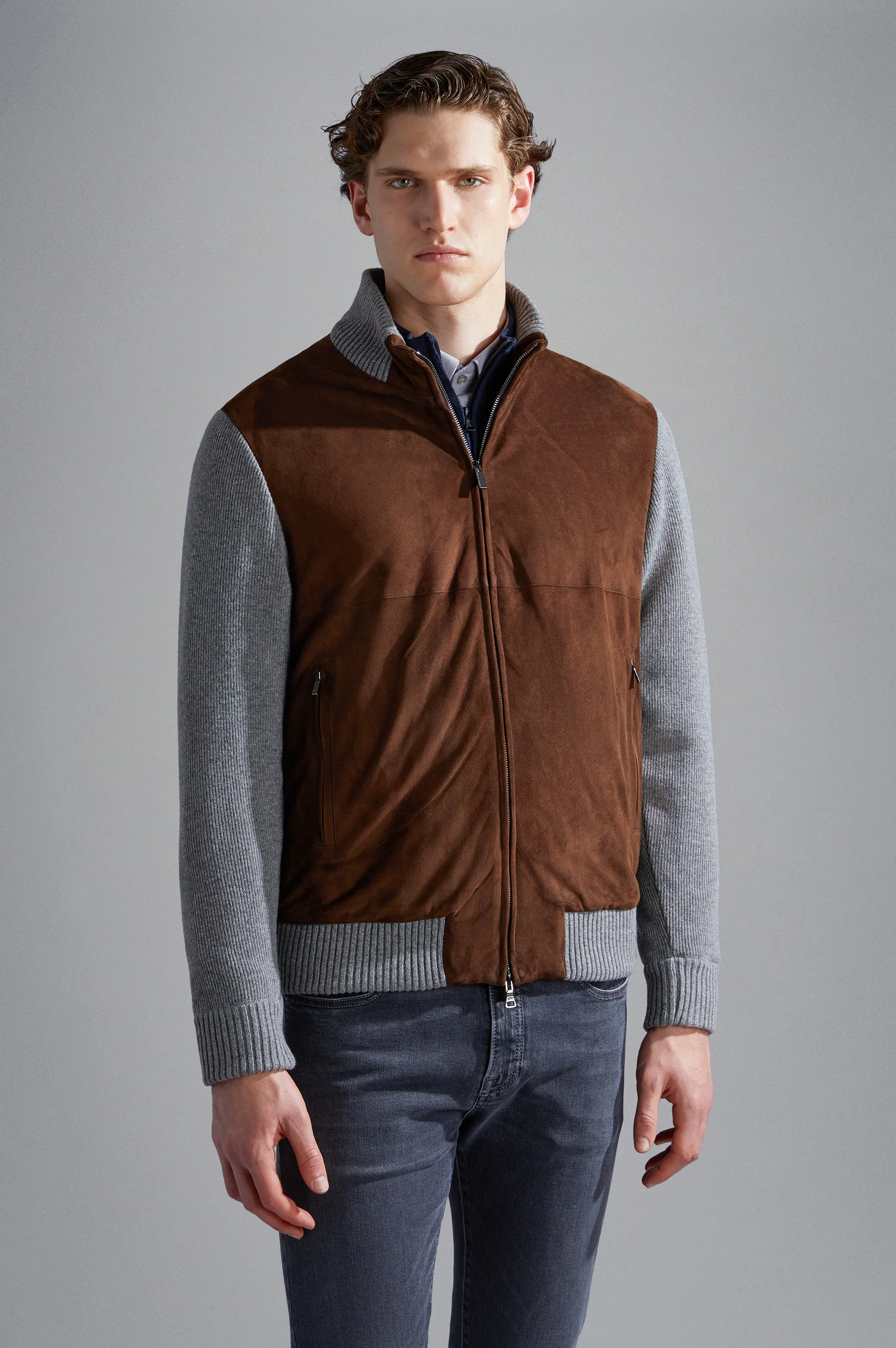 Riviera Re-Wool Full Zip Sweater with Aqualeather Body
