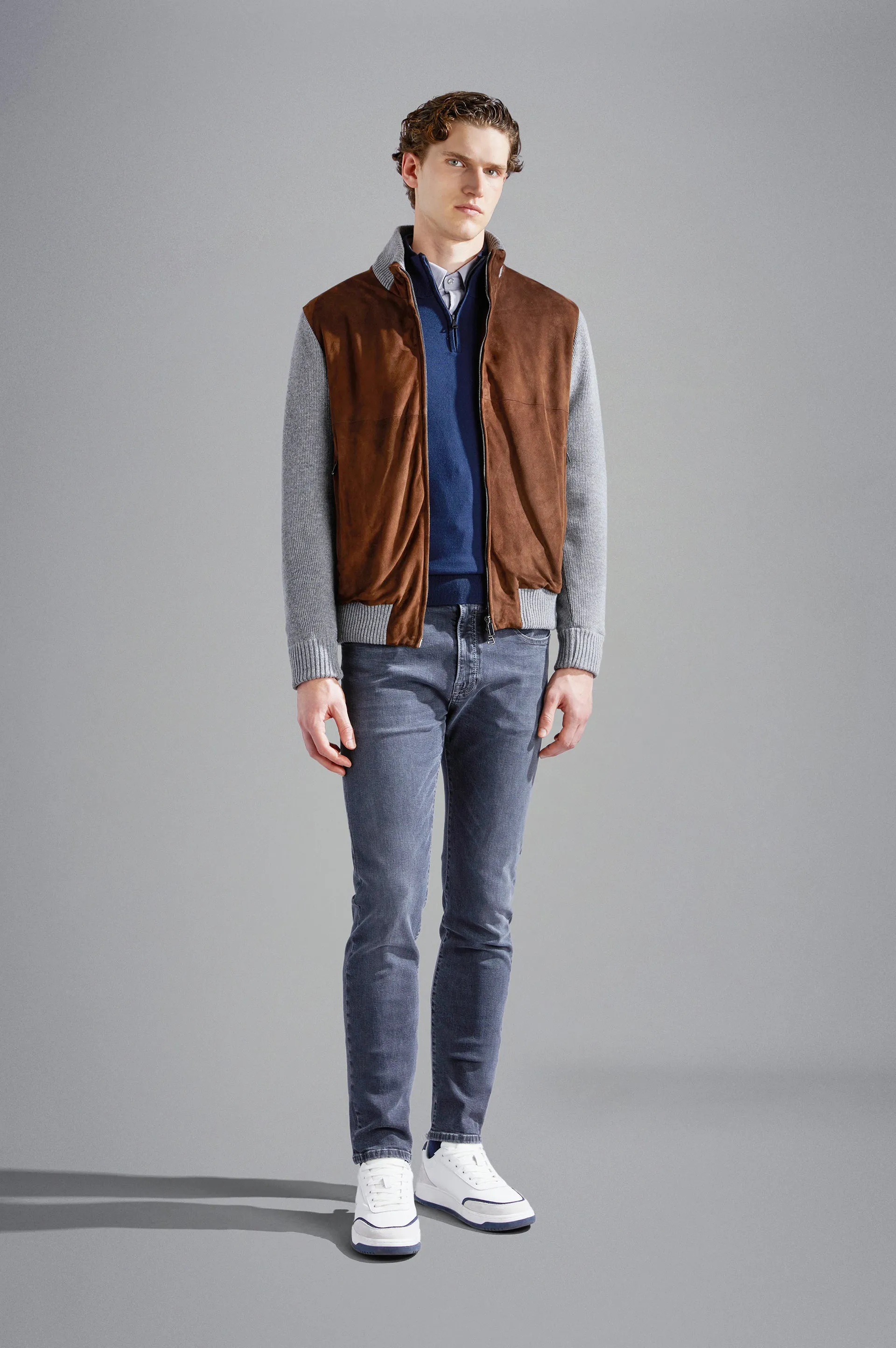 Riviera Re-Wool Full Zip Sweater with Aqualeather Body