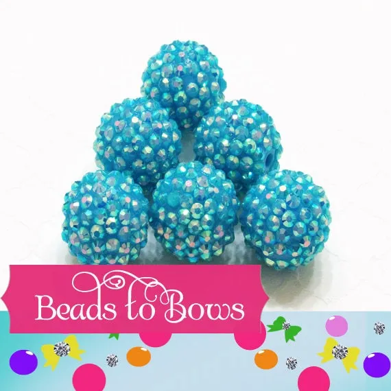 Sale 20mm Turquoise Rhinestone  Beads, Bubblegum Beads, Rhinestone Gumball Beads, Chunky Rhinestone Beads, DIY Chunky Necklace Supply Bead