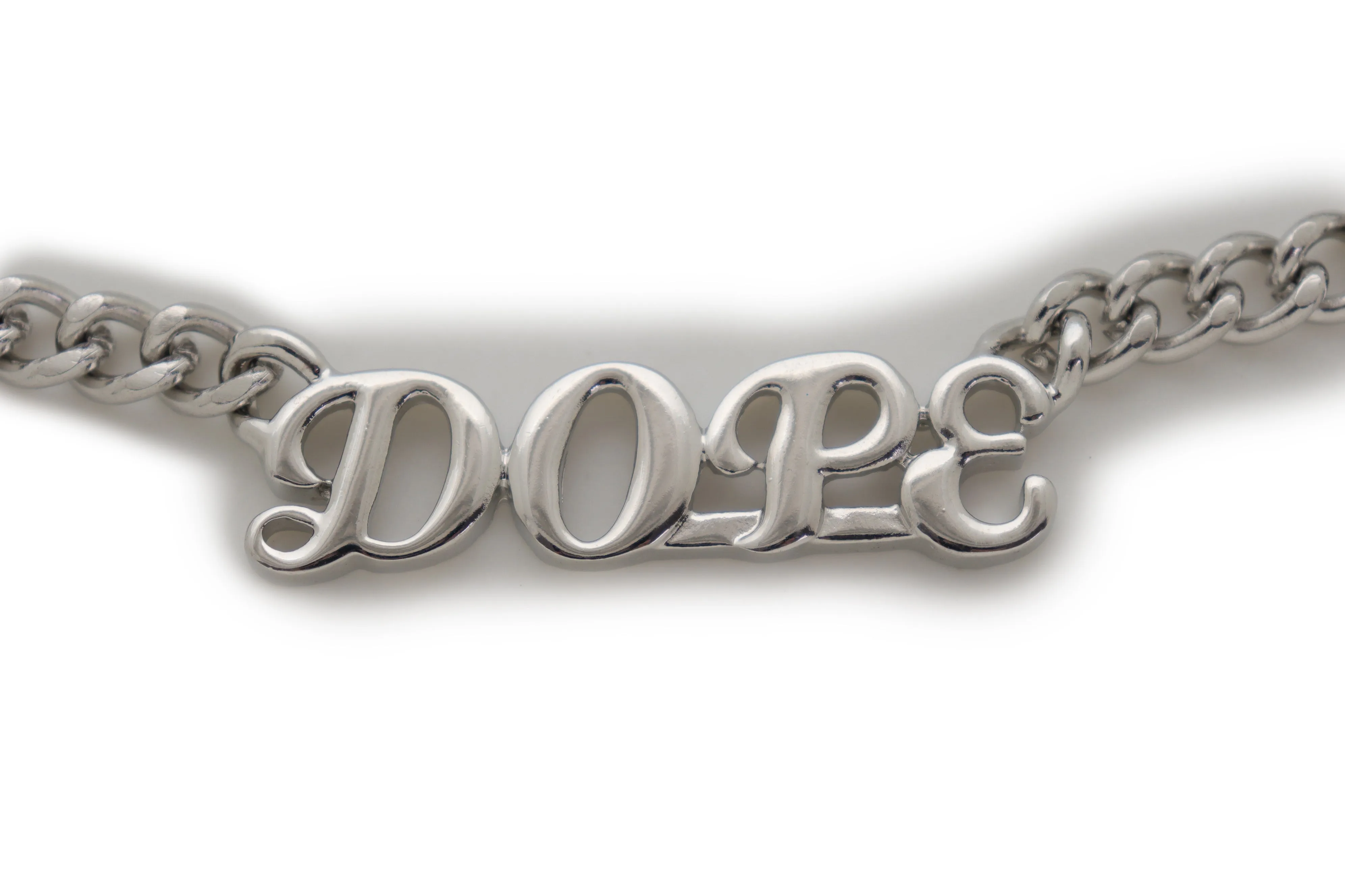 Silver Color Metal Chain Boot Bracelet Shoe DOPE Charm Anklet Word Phrase