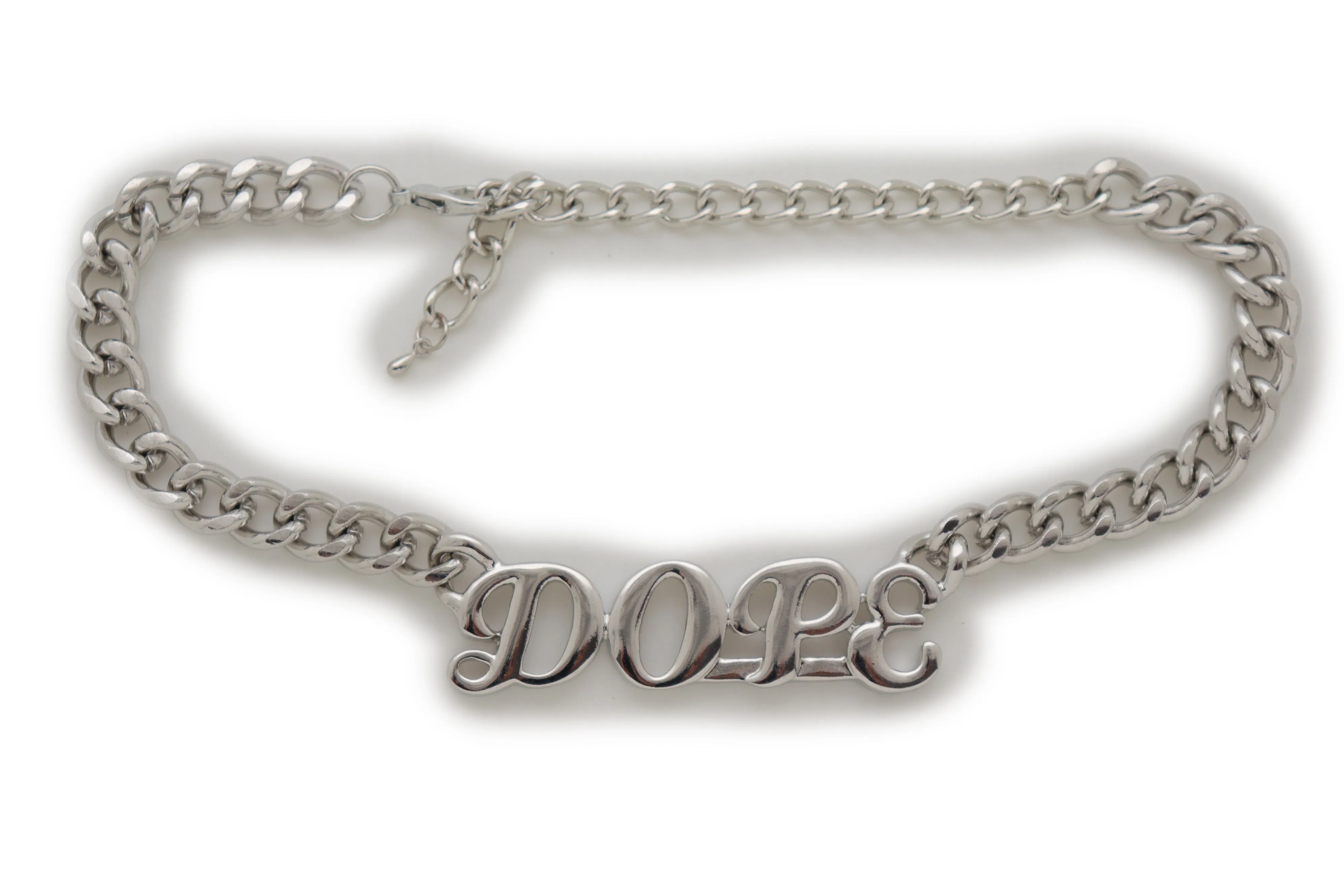 Silver Color Metal Chain Boot Bracelet Shoe DOPE Charm Anklet Word Phrase