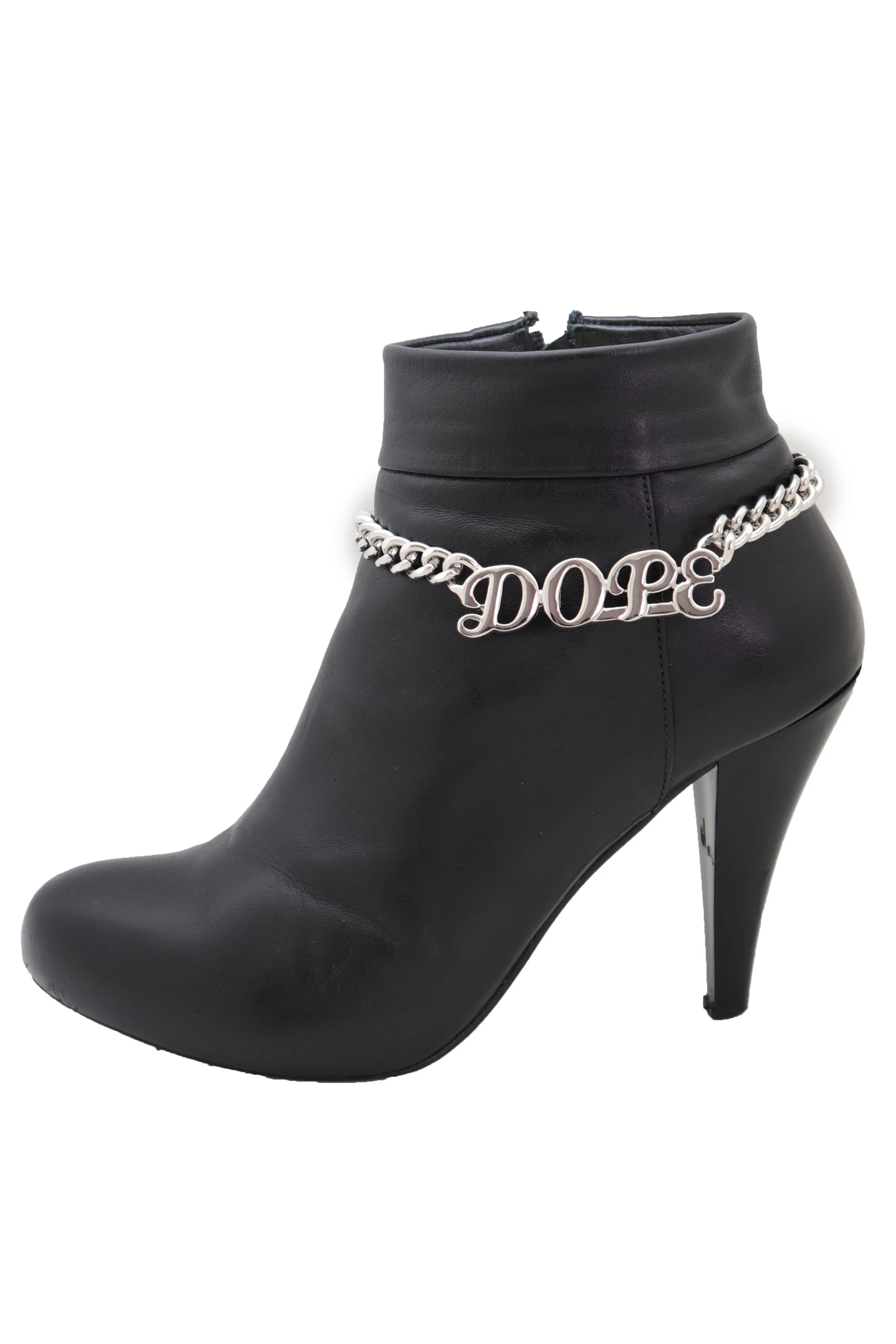 Silver Color Metal Chain Boot Bracelet Shoe DOPE Charm Anklet Word Phrase